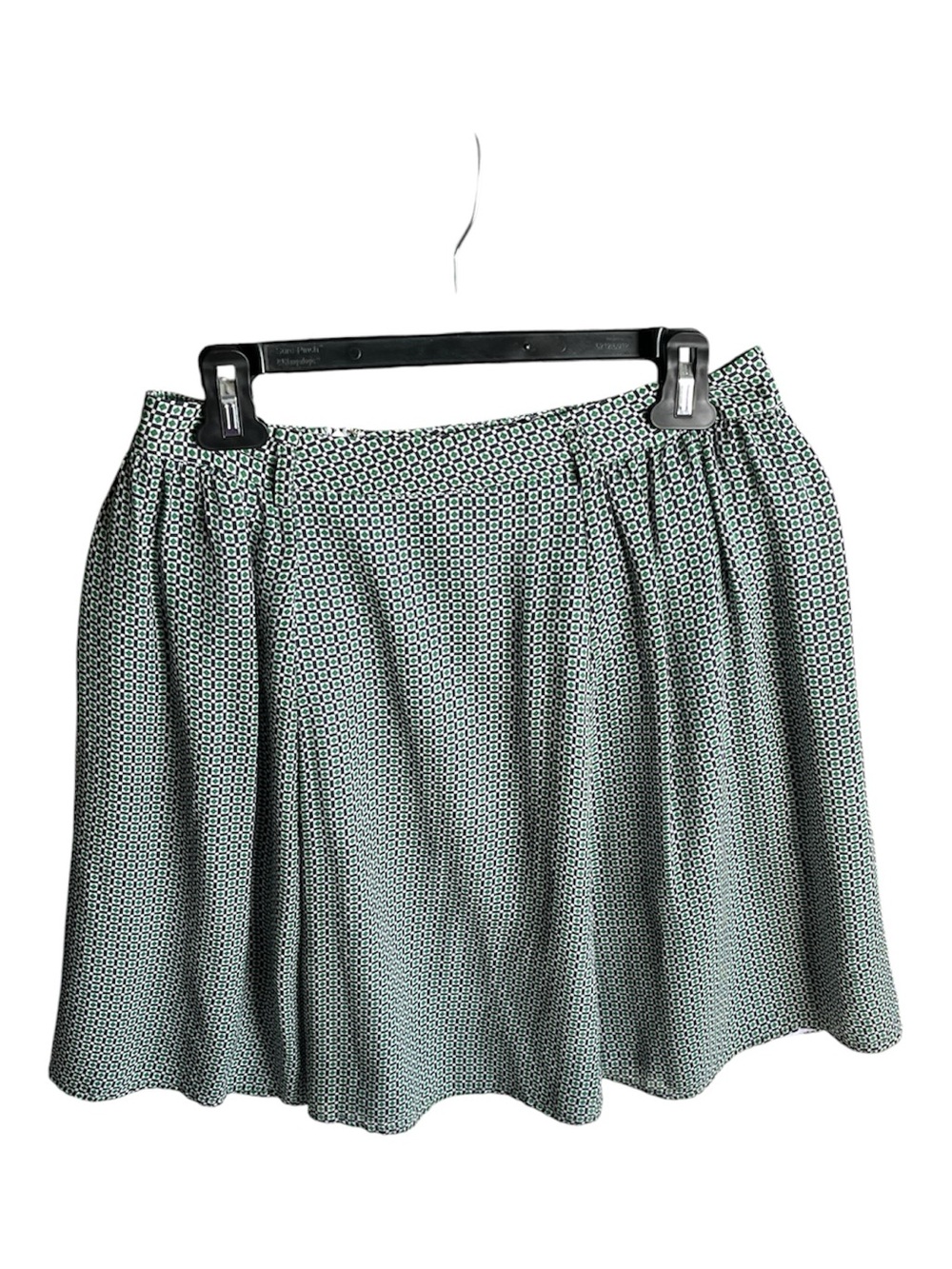 theory womens Skirt Sz 8 100% Silk green small print back zip lined belt loops